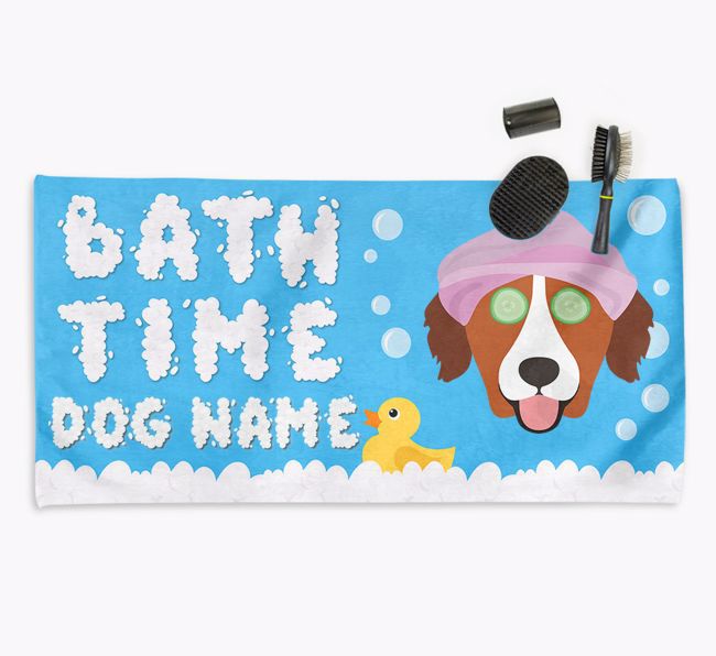 'Bubble Bath Time' Personalised Dog Towel for your {breedCommonName}